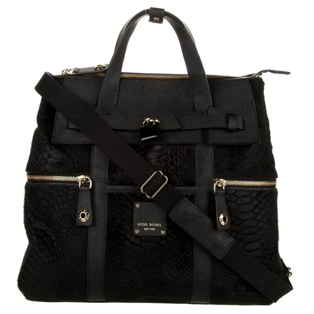 Henri Bendel Jetsetter Backpack/Bag - Black Calf Skin - Large